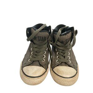 Converse All Star Junior kids Size 3 Hi-Top Olive Canvas  Sneakers shoes